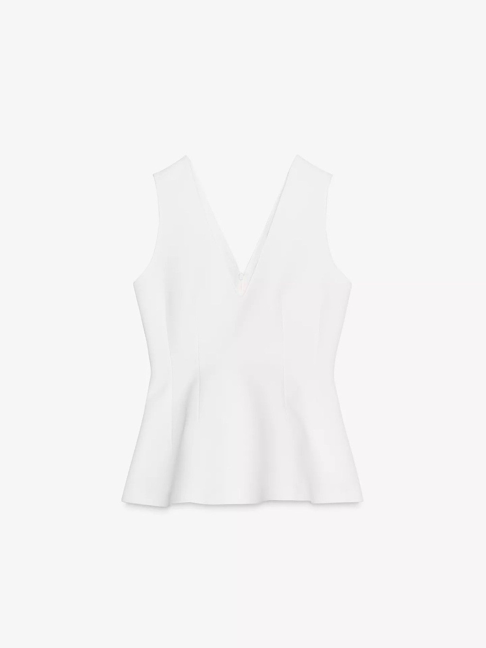 Zara White V-Neck Sleeveless Peplum Tank Top
